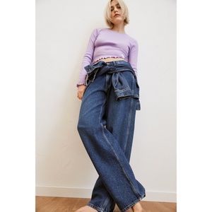 Lee x H&M Collab High Rise Straight Jeans Dark Wash